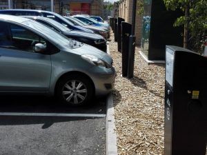 A row of Rolec EV Charging Points