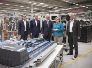 German Chancellor Dr Angela Merkel with Dieter Zetsche, chairman of the Board of Management of Daimler AG.
