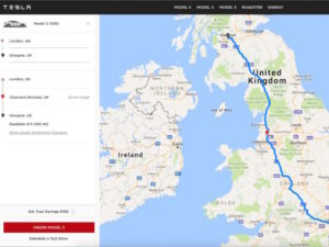 Tesla's online trip planning tool