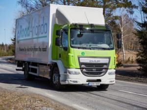 PostNord truck charging on electrified road