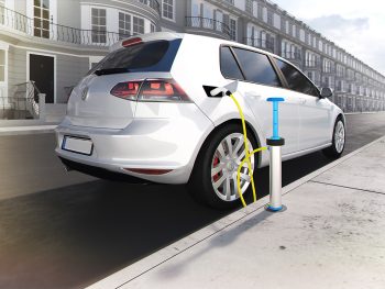 A CGI of the new Trojan Energy charge point, allowing discreet kerbside charging
